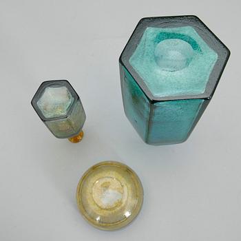 VASER samt SKÅL, 2+1, glas, Bertil Vallien, Boda, 1970-tal.