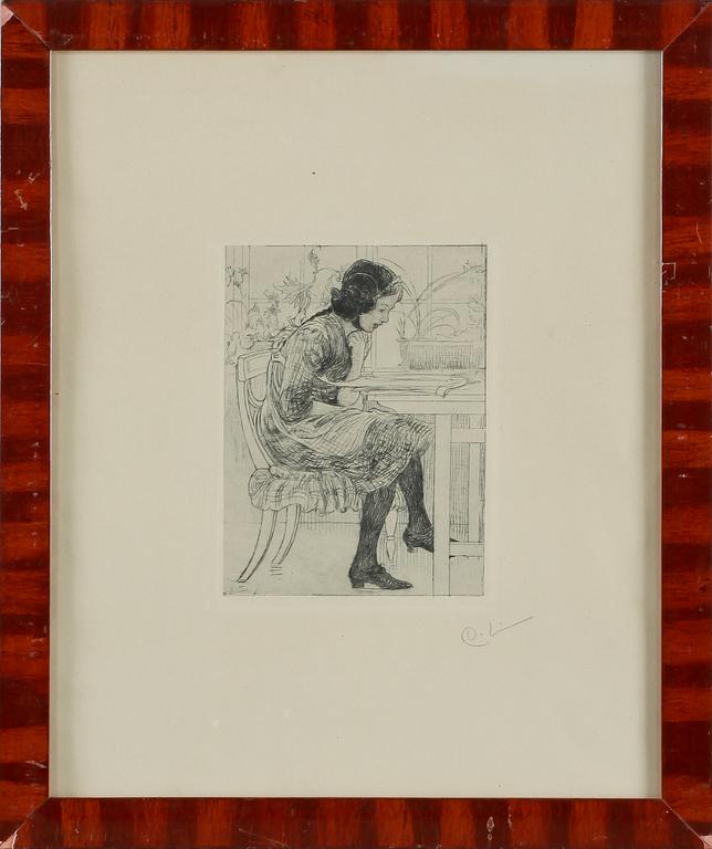 CARL LARSSON, etsning, monogramsignerad.