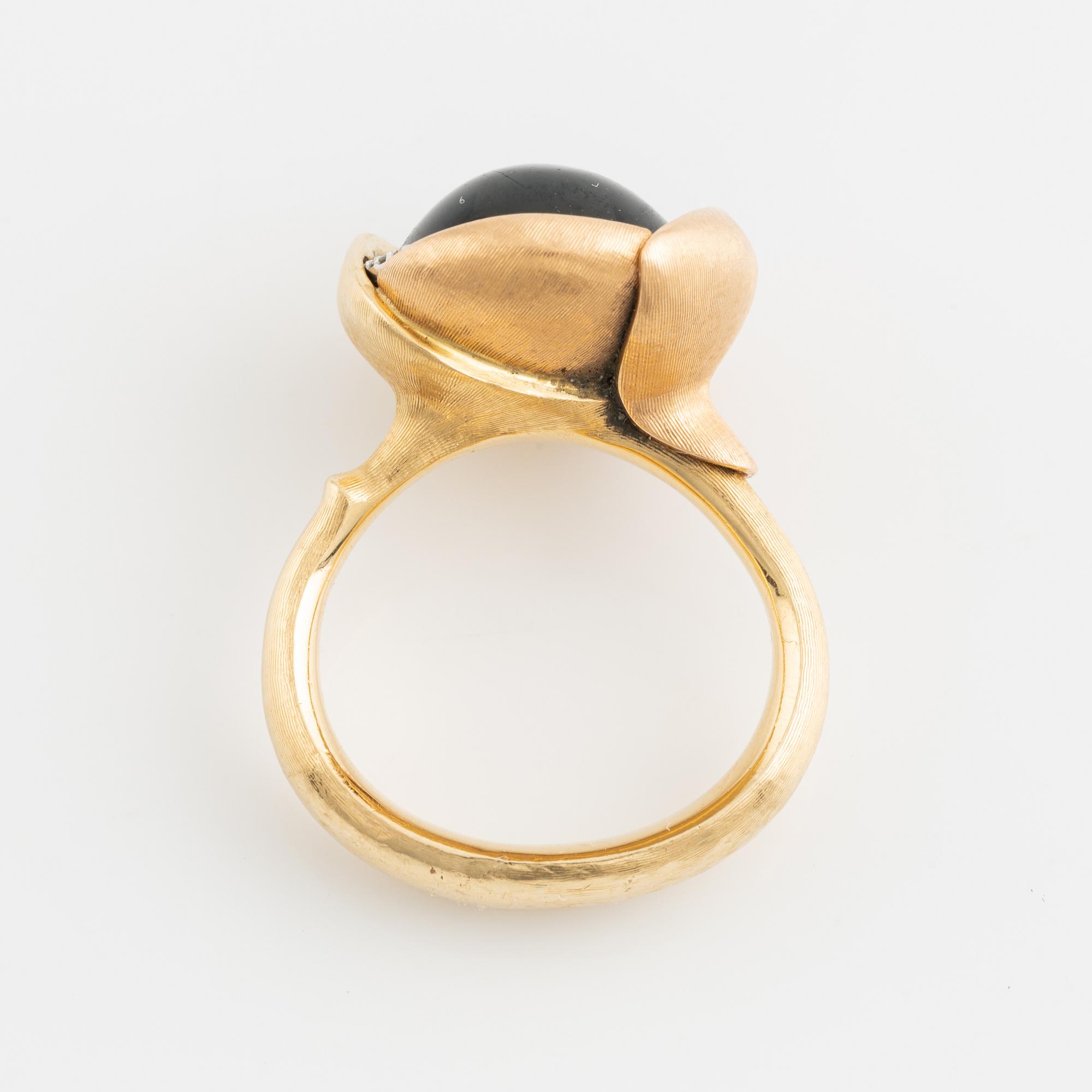 Charlotte Lynggaard, for Ole Lynggaard, 18K gold, topaz and brilliant cut diamonds "Lotus" no 3 ring.