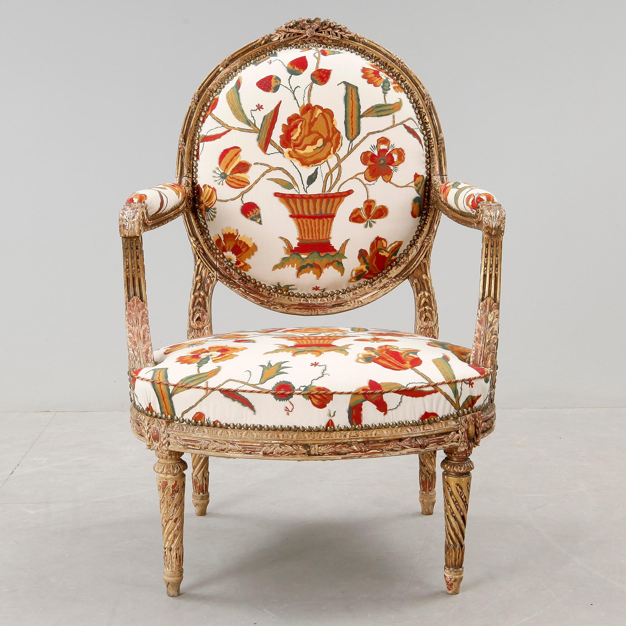 KARMSTOL, Louis XVI-stil, omkring 1900.