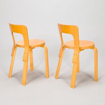 Alvar Aalto, stolar, 3 st, modell 66, Artek 1980-tal.