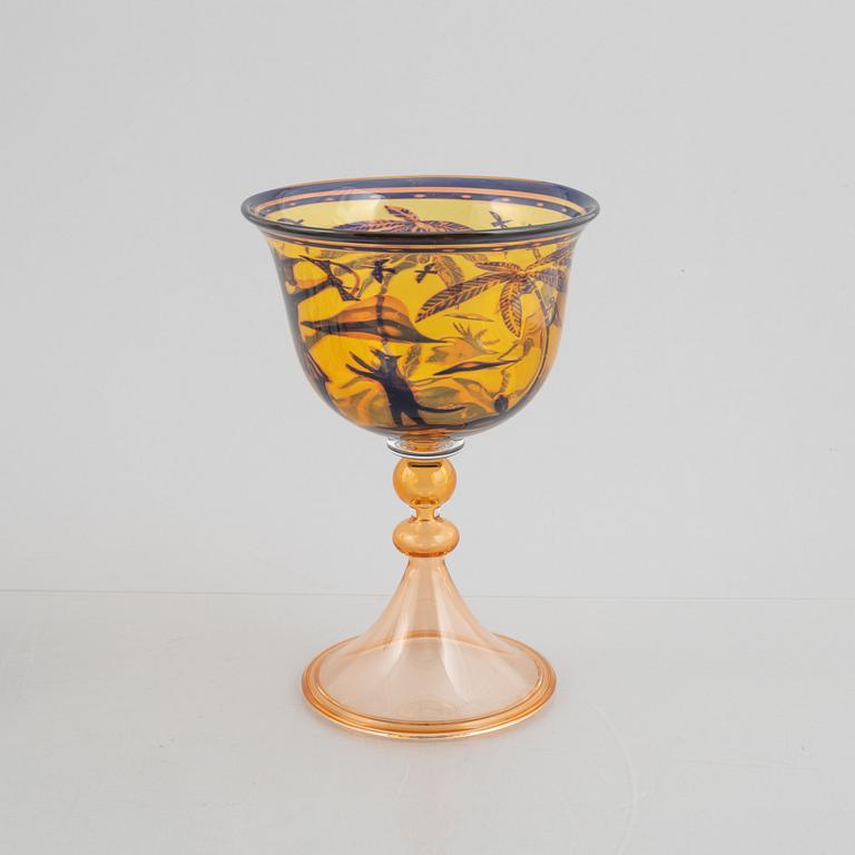 Wilke Adolfsson, a glass cup, signed and dated 1988.