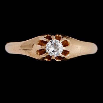 RING, 18K guld, briljantslipad diamant ca 0.15 ct. Vikt ca 2 g.