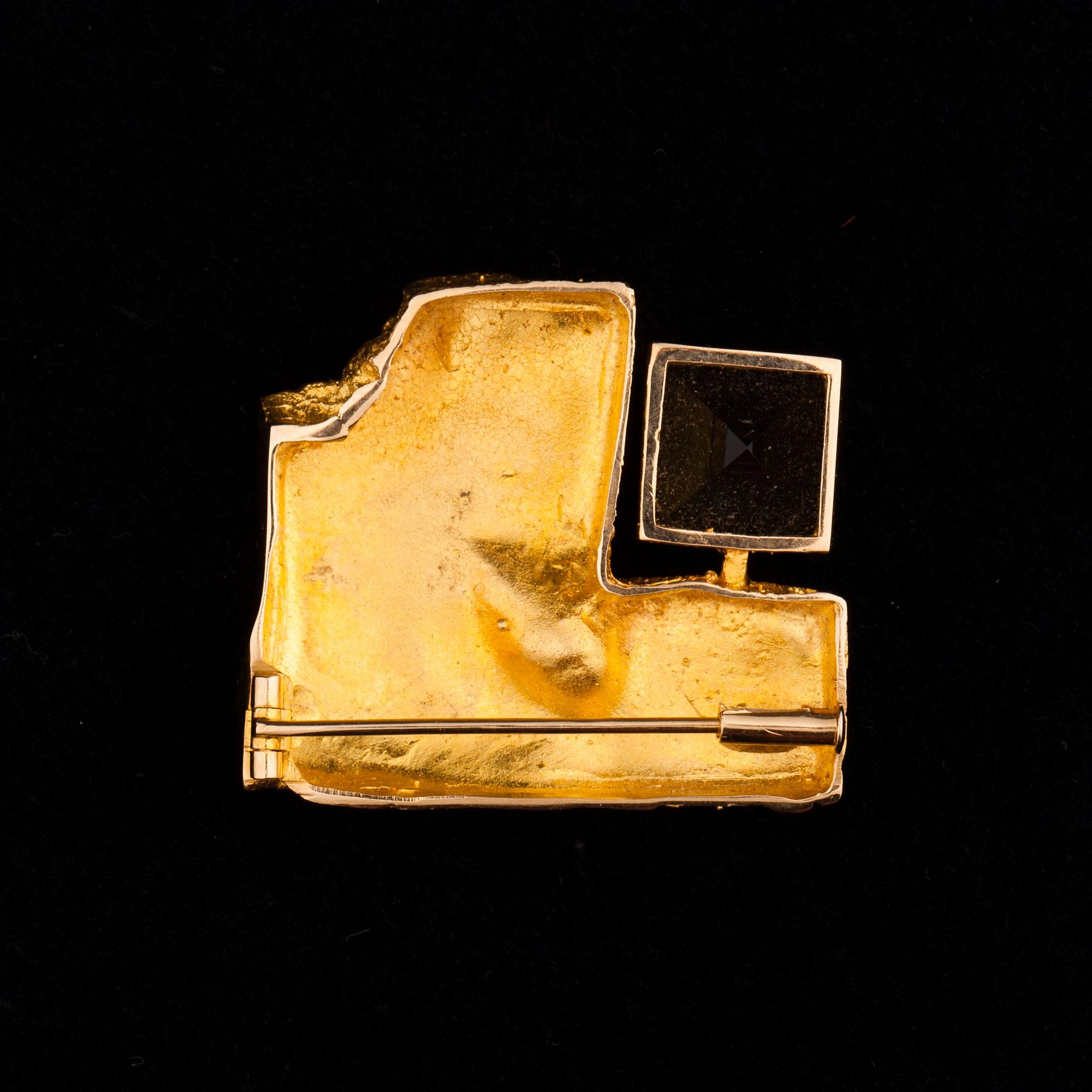 Björn Weckström, BROSCH "Kristall och skåra" 14K guld, rökkvarts, Lapponia / Kruunu Koru 1967.