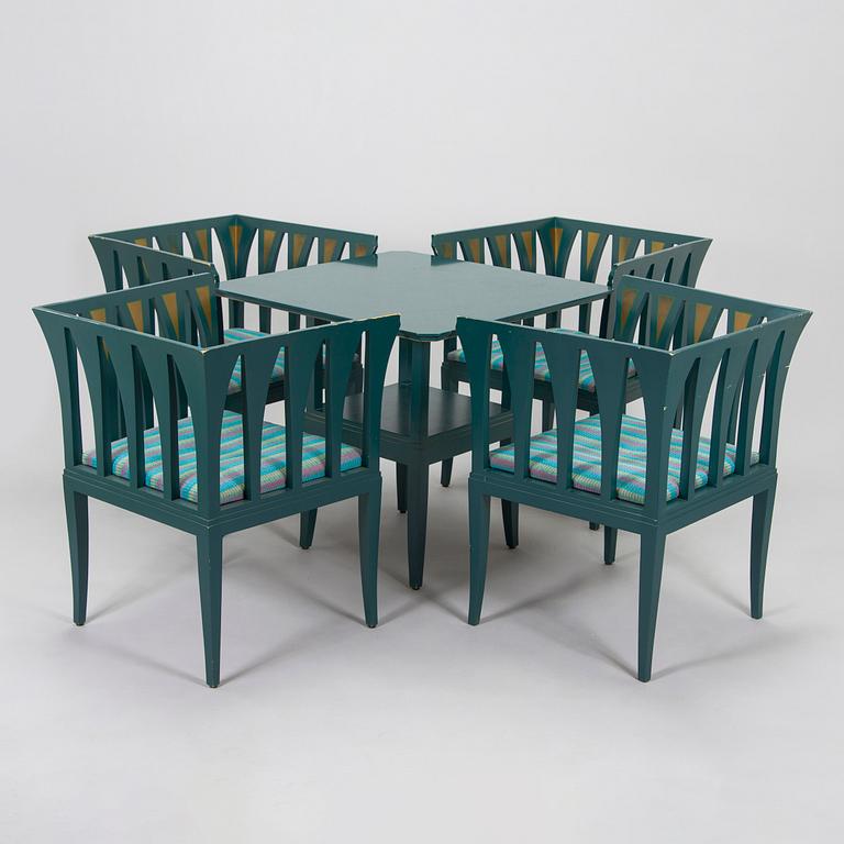 Eliel Saarinen, möblemang, 5 delar, "Blue suite" för Adelta, Finland 1980-tal.
