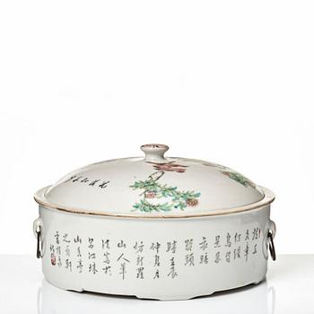 A famille rose tureen with cover, China, 20th Century, marked Lei Oui Quan.