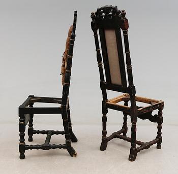 STOLAR, 2 st snarlika, barock, 1700-tal.