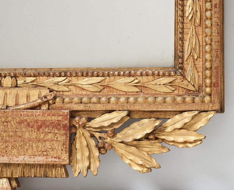Spegel, tillskriven Pehr Ljung (1743-1819), bildhuggare i Stockholm, Gustaviansk.