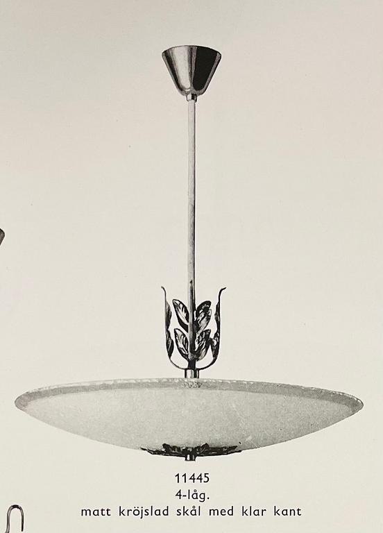 Harald Notini, taklampa, modell "11445", Arvid Böhlmarks Lampfabrik, Stockholm, 1940-tal.