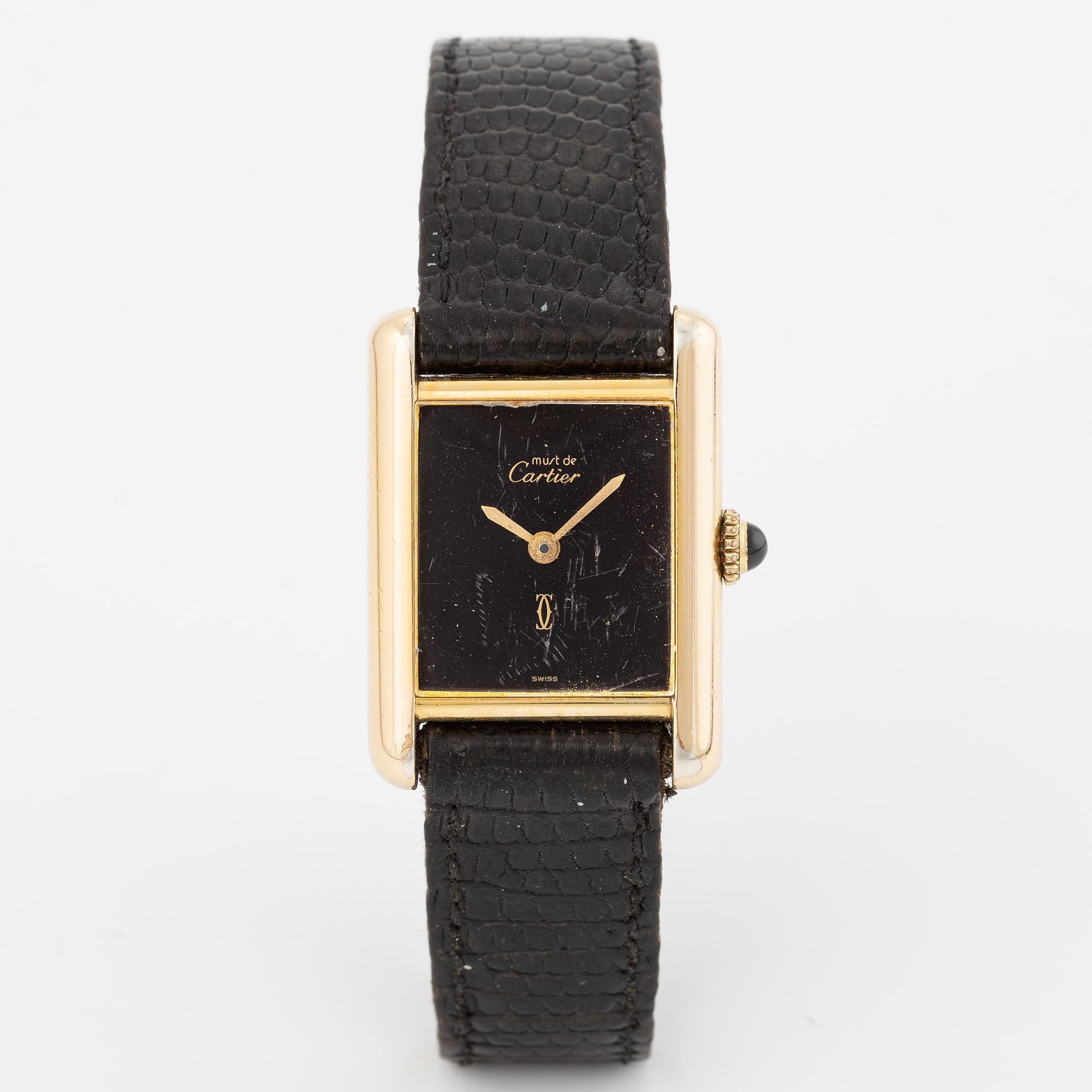 must de Cartier, Tank, wristwatch, 20.5 x 20 (28) mm.