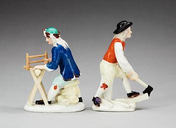 FIGURINER, två stycken, porslin.  Meissen, 1700-tal.