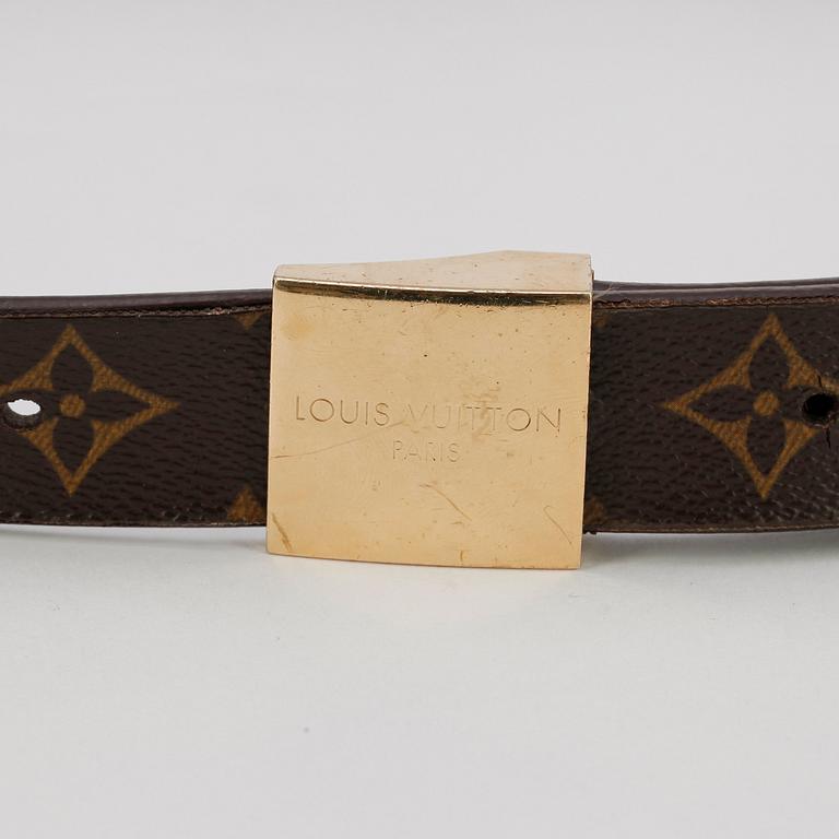 LOUIS VUITTON, a monogram canvas belt and cellphone case.