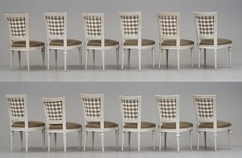 Stolar 12 stycken, av bl,a J Ruste, E Ståhl, J Lindgren, Stockholmsarbeten 1700-talets senare del, Sengustavianska.