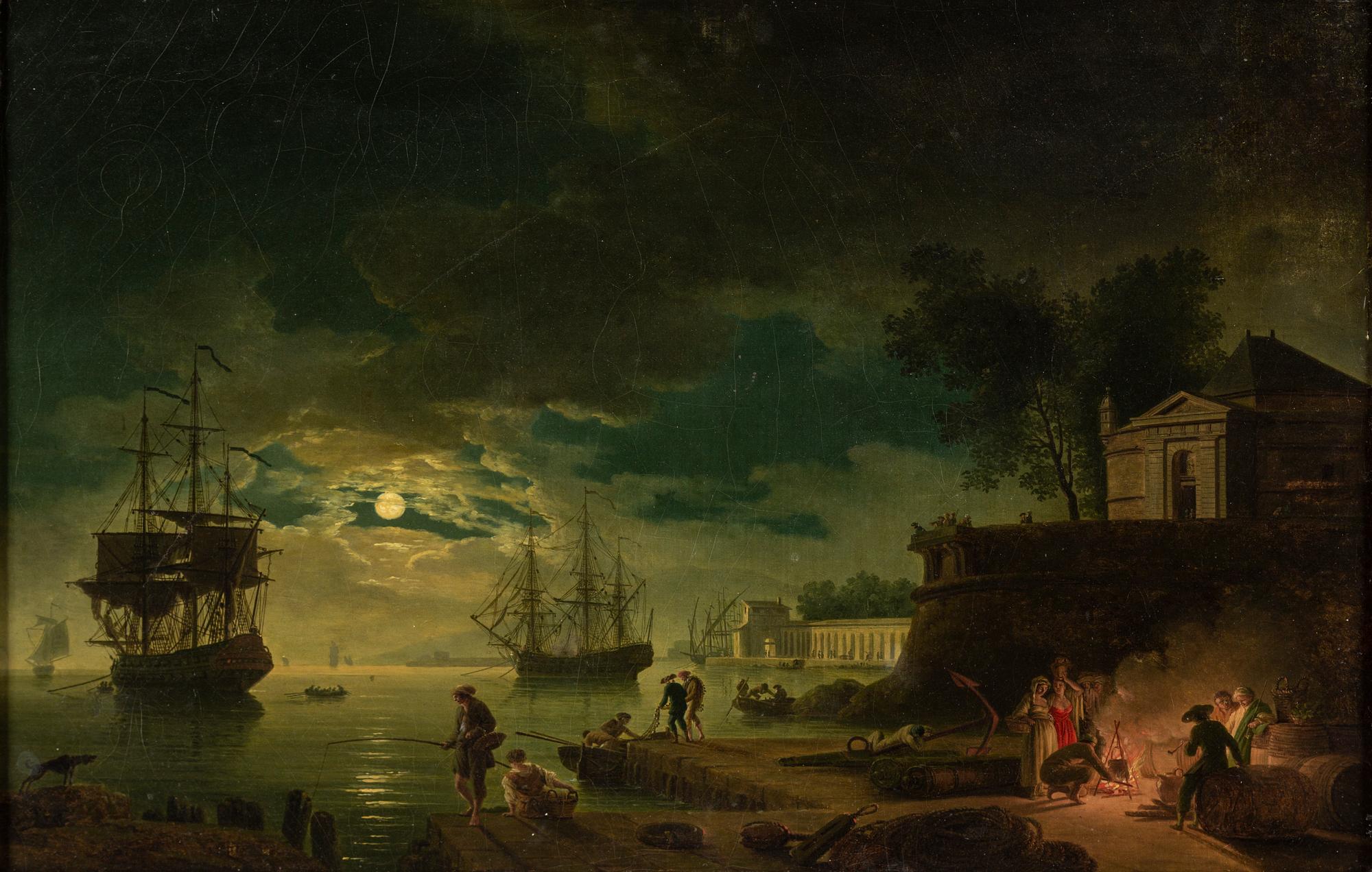 CLAUDE JOSEPH VERNET, efter. Påmålat tryck fäst på pannå 48 x 68 cm.