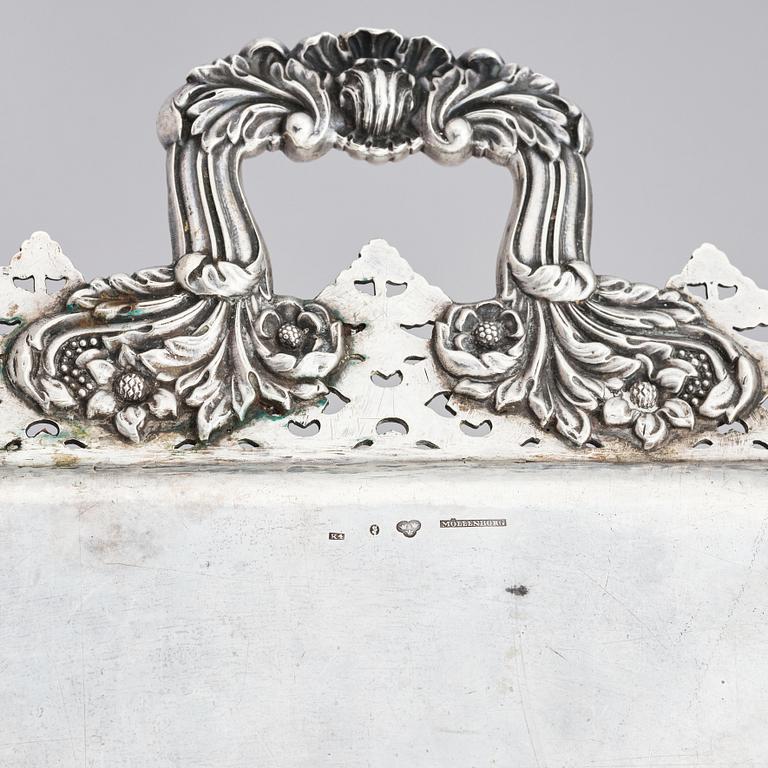 Gustaf Möllenborg, bricka, silver, Stockholm 1840.