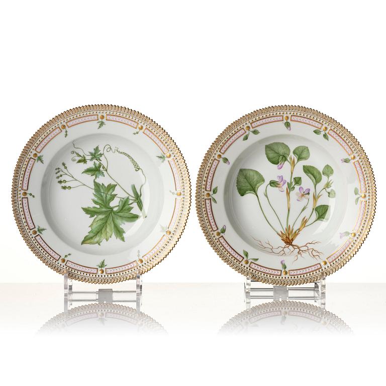 A Royal Copenhagen 'Flora Danica' service for two, Denmark, 20th century. (12 pieces).
