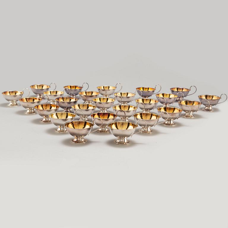 a set of 25 silver cups by Ceson Göteborg, 1980.