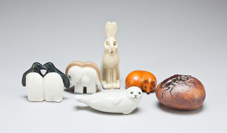 FIGURINER, 6 st, stengods, Lisa Larson, Gustavsberg.
