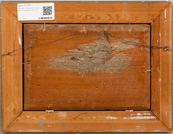 OKÄND KONSTNÄR, olja på pannå, otydligt signerad.