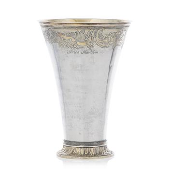 A Swedish Rococo parcel-gilt silver beaker, mark of Kilian Kelson, Stockholm 1750.