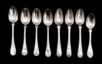 TESKEDAR, 8 st, silver, 1800-/1900-tal. Vikt ca 154 g.
