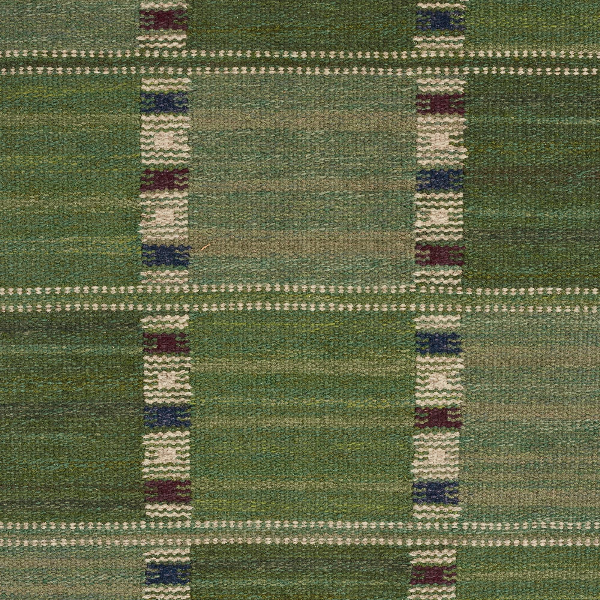 Barbro Nilsson, MATTA, "Falurutan grön I", rölakan, ca 210,5 x 150,5 cm, signerad AB MMF BN.