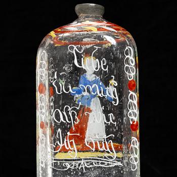 Three glass bottles, possibly Germany, 19th century.