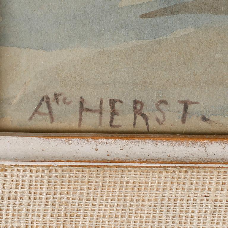 AUGUSTE CLÉMENT JOSEPH HERST, akvarell, signerad.
