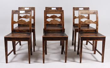 STOLAR, 6 st, Karl Johan, provinsarbeten, 1800-tal.