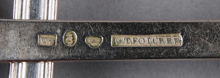 BESTICK, 23 delar, silver, Gustaf Theodor Folcker o Gustaf Möllenborg Stockholm 1847-59. Tot vikt 1425 gram.