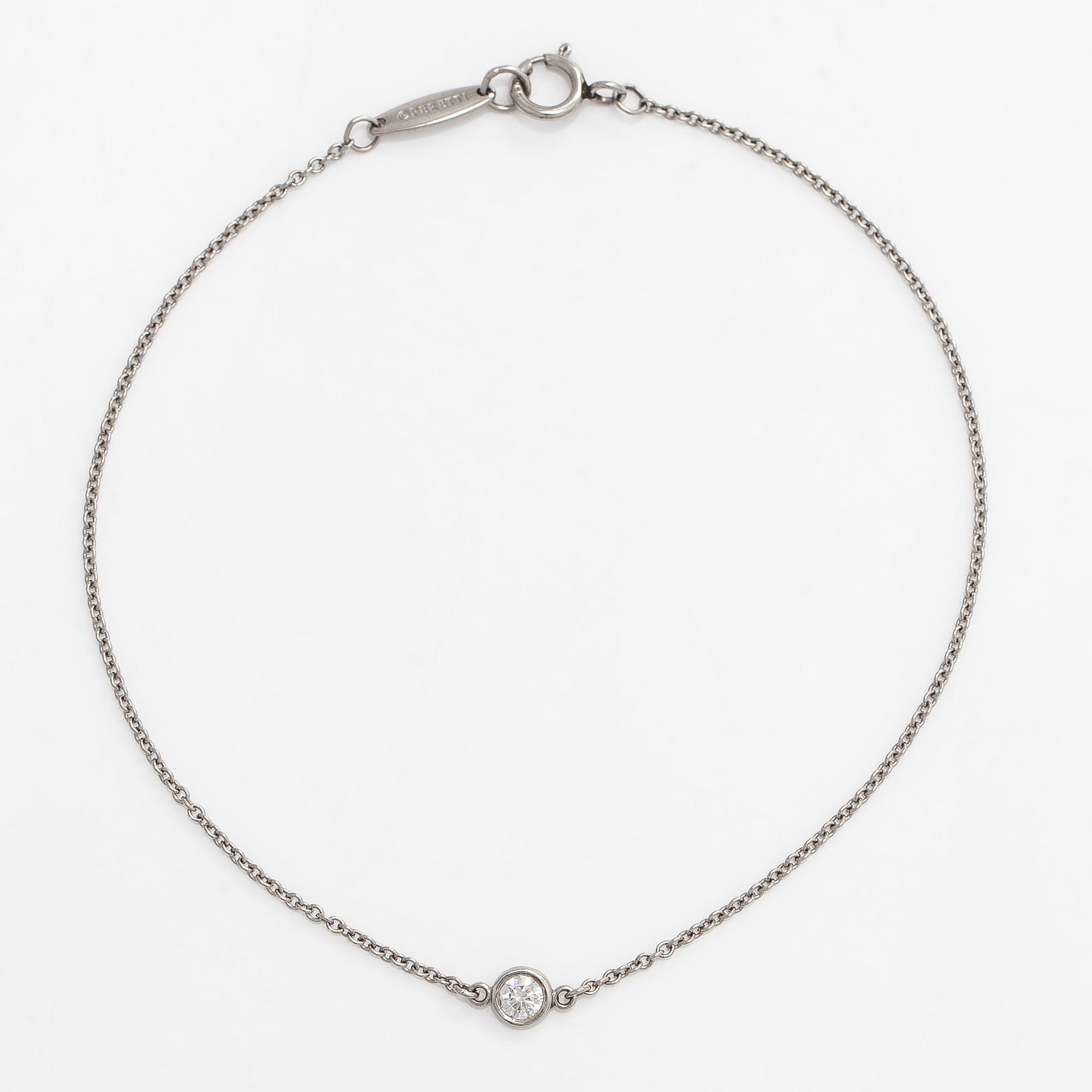 Tiffany & Co, Elsa Peretti, a platinum 'Diamonds by the Yard' bracelet with a brilliant-cut diamond.