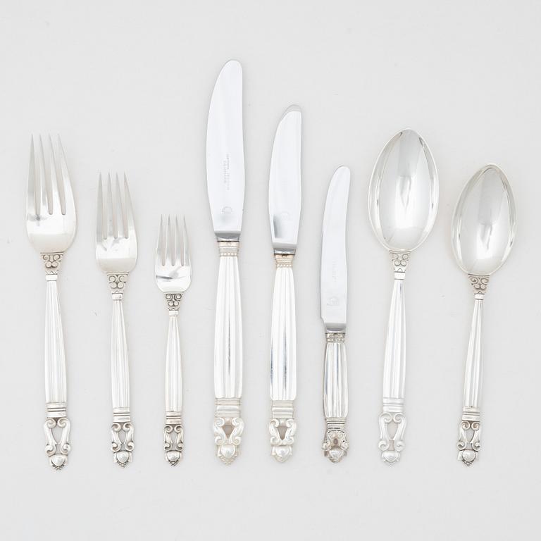 Johan Rohde, a sterling silver cutlery set, 'Konge/Acorn', Georg Jensen, Denmark, after 1945 (63 pieces).