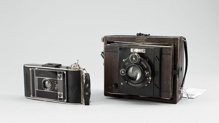 PARTI KAMEROR, 2 st, Nettel Sontheim a. Neckar, nr 168114 samt Agfa Billy Clack modell 74. Tyskland. 1920-1930-tal.