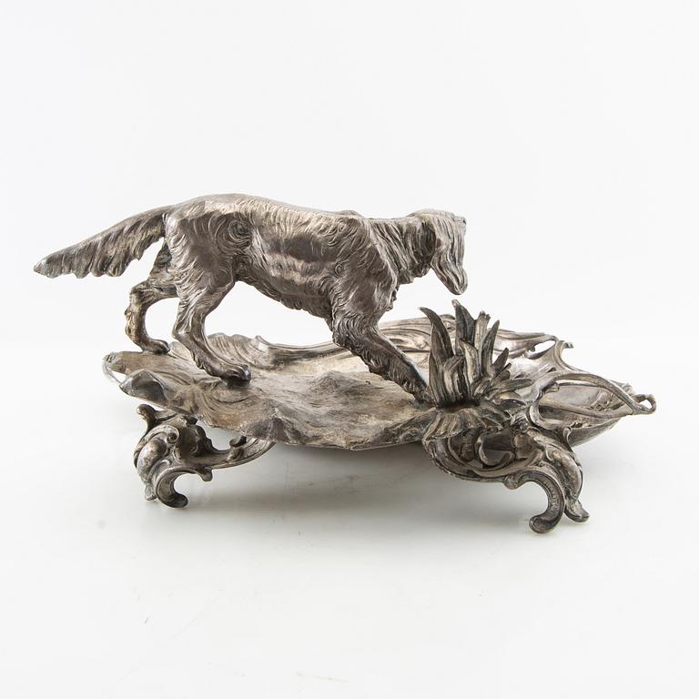 Writing desk Art Nouveau around 1900, silver plate.