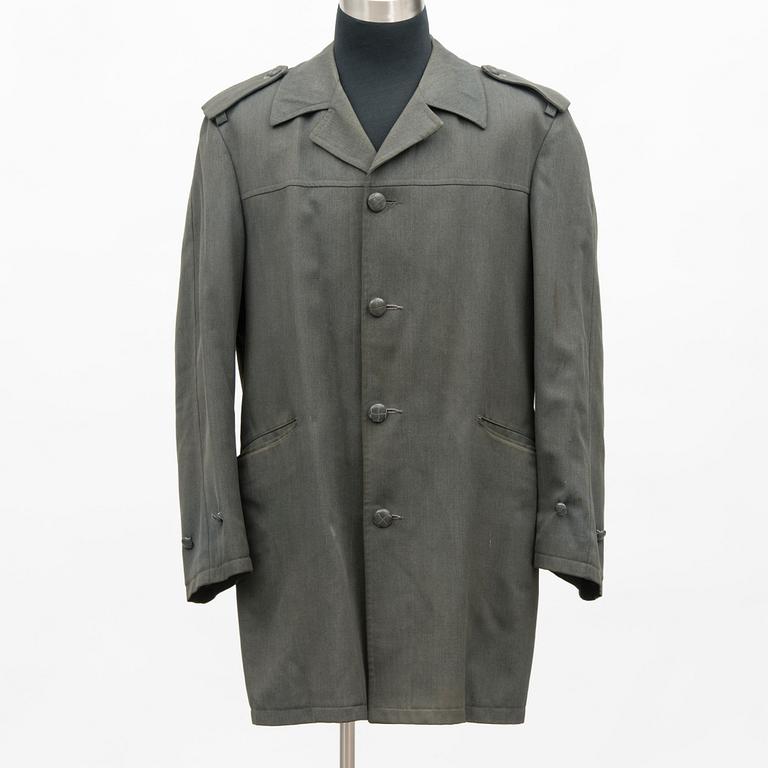 Five Finnish uniform overcoats, second half of 20th Century.
