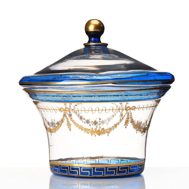 A Russian blue glass jar with cover, St Petersburg, 18th century.