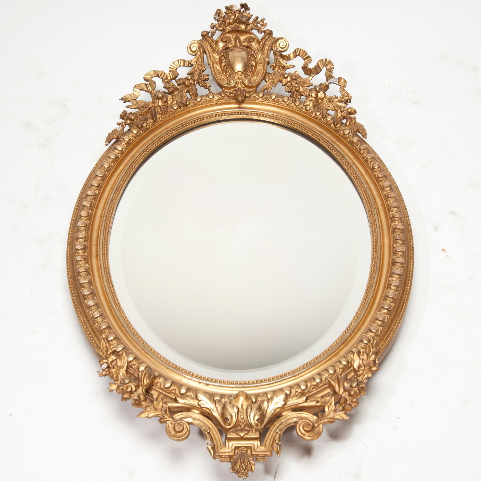 SPEGEL, 1800-talets slut, förgylld, barockstil.