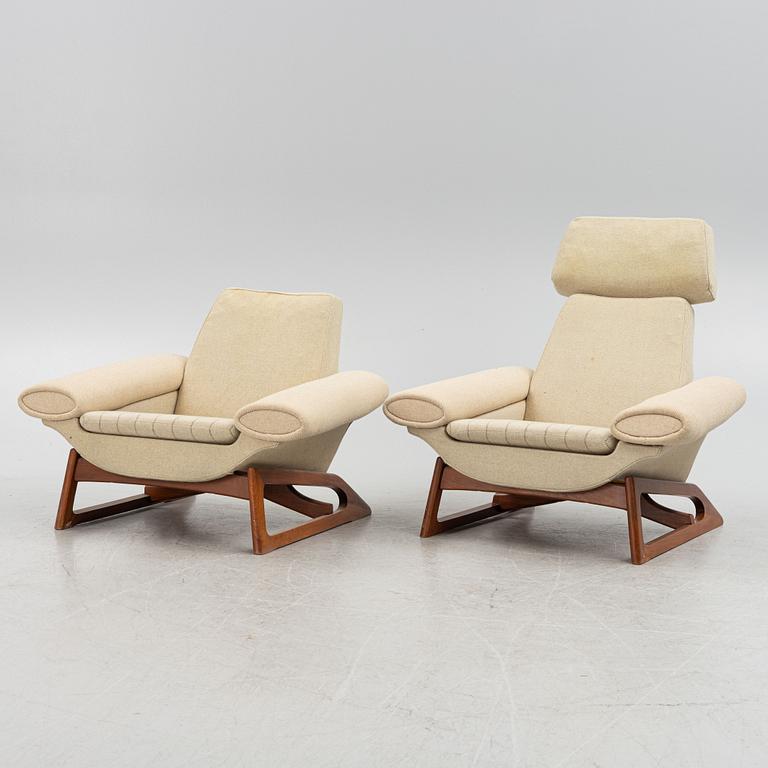 Scandinavian Modern, two armchairs, 1950s-60s.