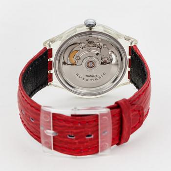 SWATCH, Automatic, Red Ahead, wristwatch, 36.8 mm,