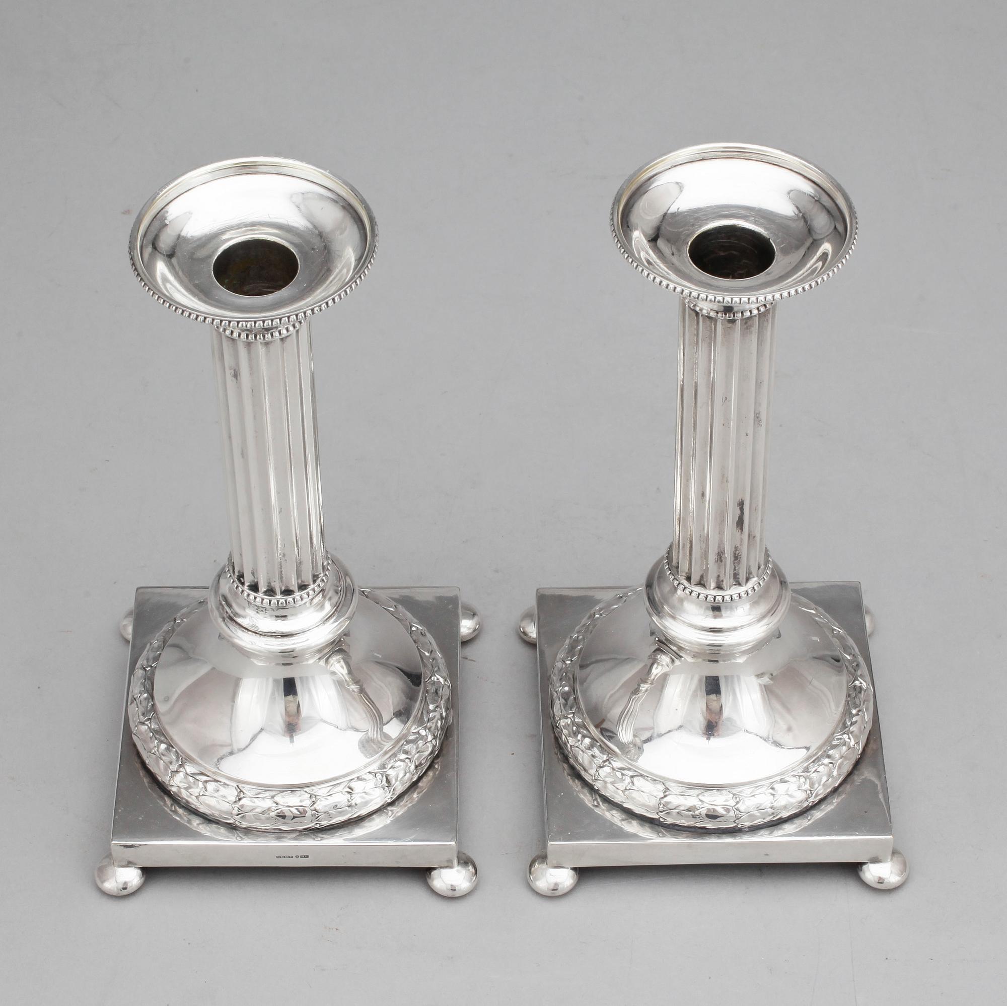 LJUSSTAKAR, ett par, nysilver, CG Hallberg, Stockholm.