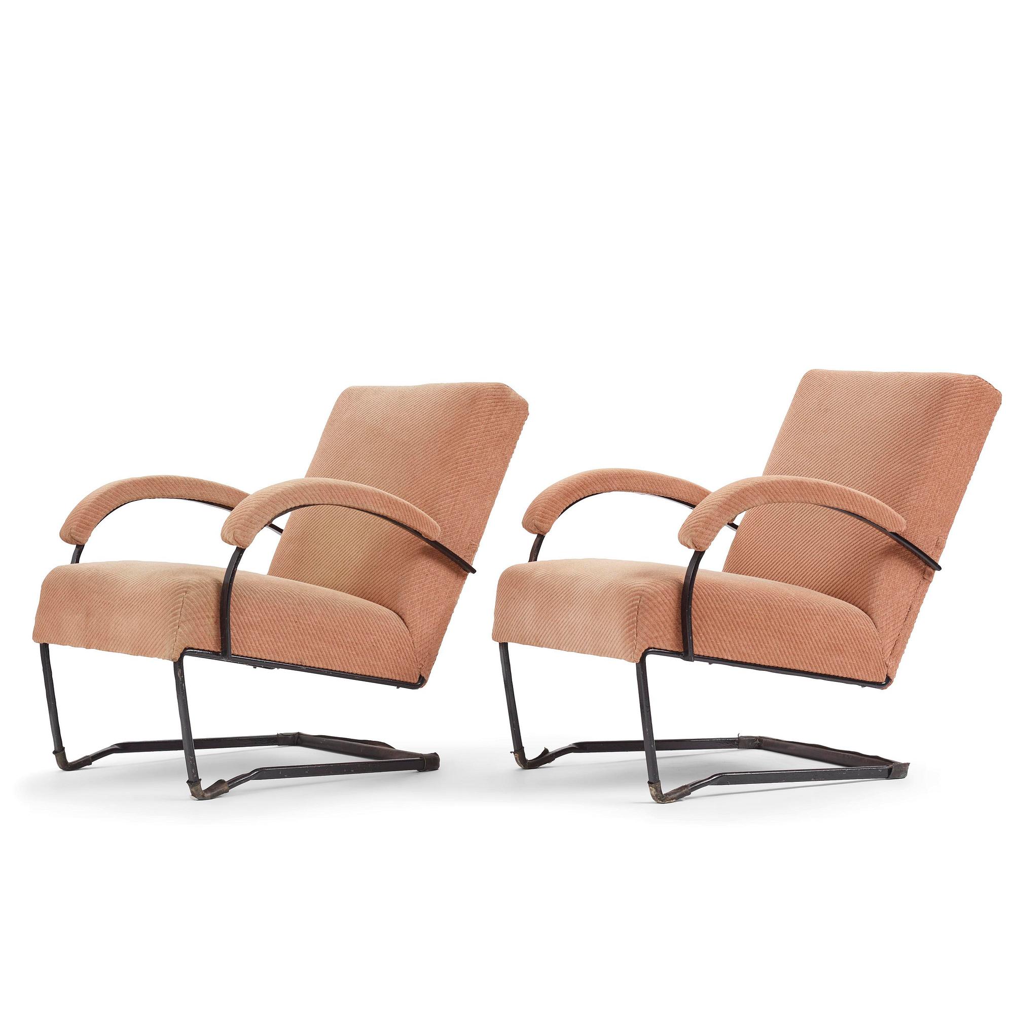 Arthur Lindqvist, a rare pair of armchairs model "D", Lindqvists Smidesfabrik, Grythyttan, 1930s.