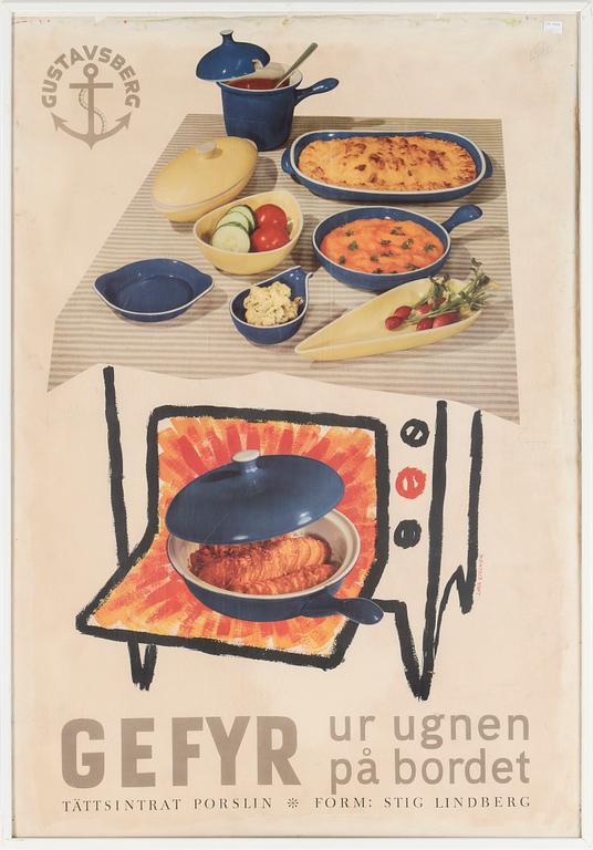AFFISCH, för serien "Gefyr", Gustavsberg. Med illustration av Lars Lillnor.
