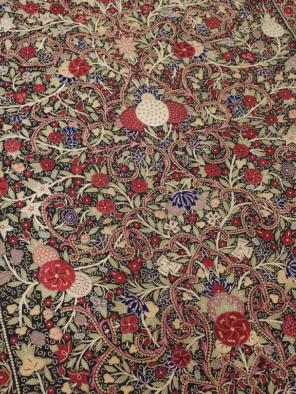 EMBROIDERY. Antique Rascht Embroidery. Persia (Iran). 204 x 109 cm.