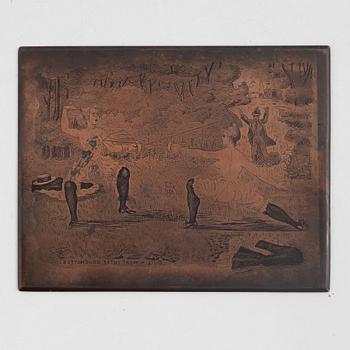 Six copper printing plates, France, 19th century.