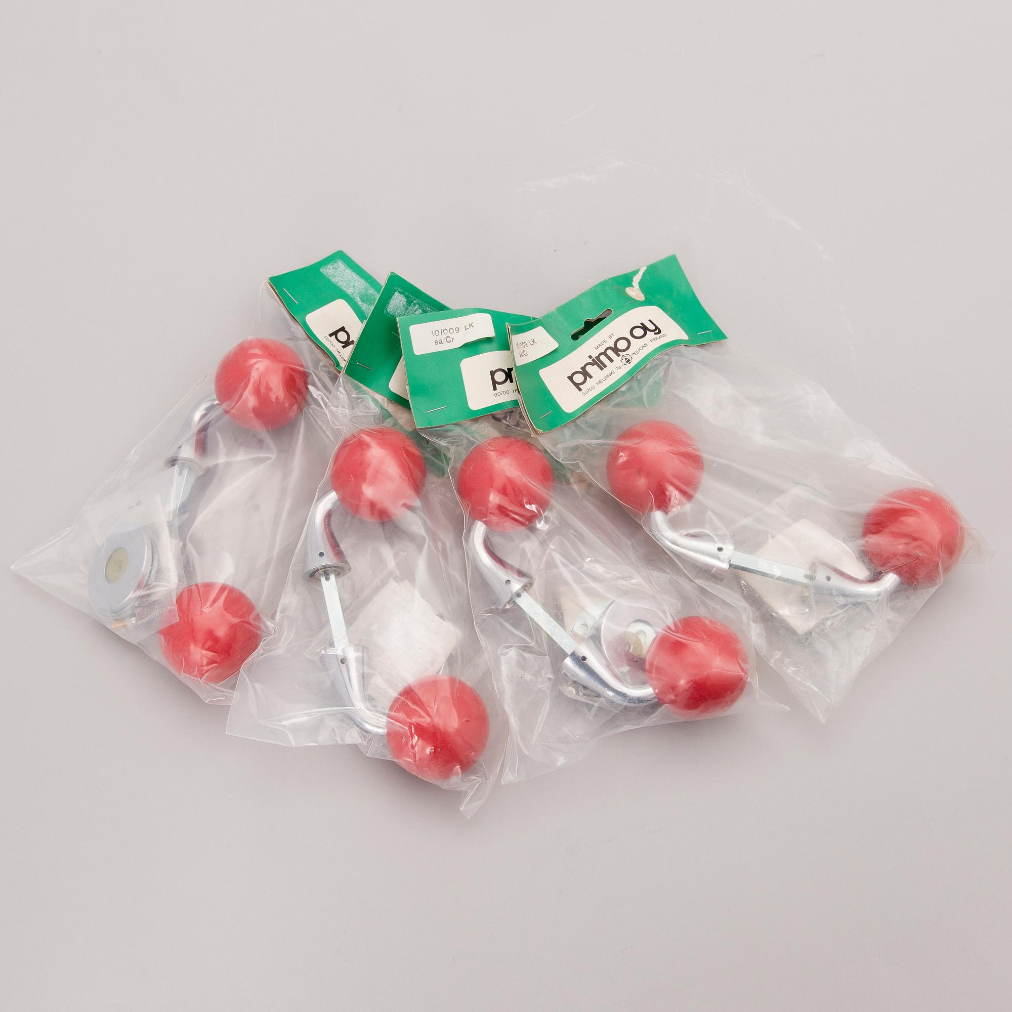 DOOR KNOBS, 4 pairs, manufactured by Primo Oy, Finland, 1960/1970s.