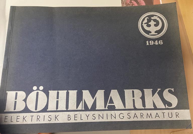Harald Elof Notini, taklampa, Böhlmarks, Stockholm 1940-tal, modell 11555.