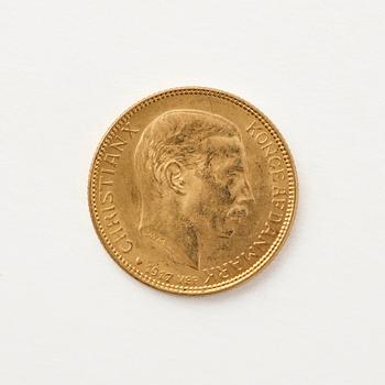 Gold coin, Christian X, Denmark, 20 kroner, 1917.
