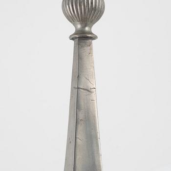 A pair of Empire pewter candlesticks, mark of Sven Ekström, Norrköping 1823.
