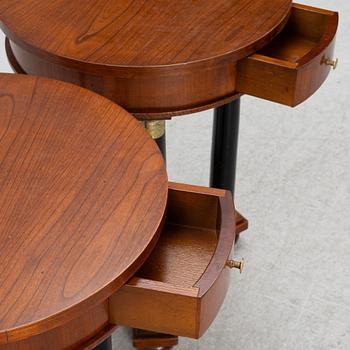 A pair of Empire style bedside tables, Fiorini Furniture, Italy.