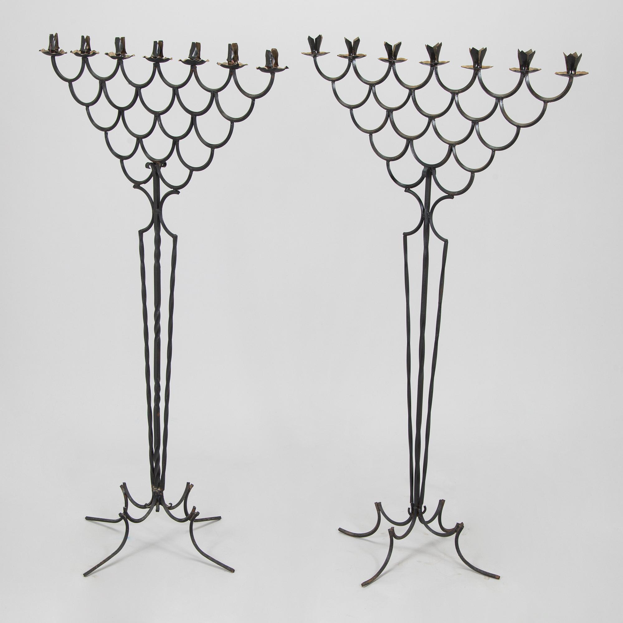 A pair of floor candelabras, made to order from the 1920s.